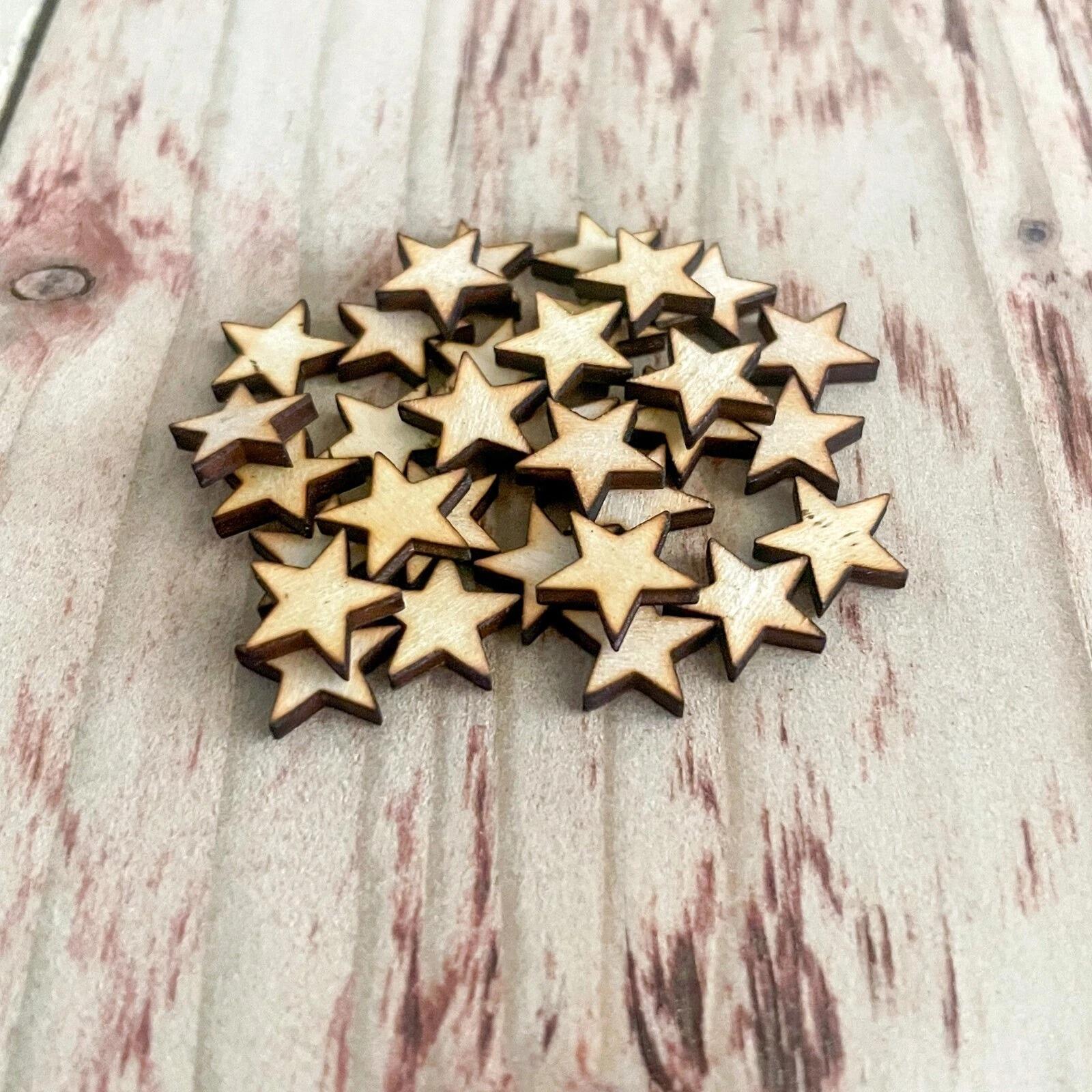 Wooden laser cut stars for crafters, embellishments, DIY projects.