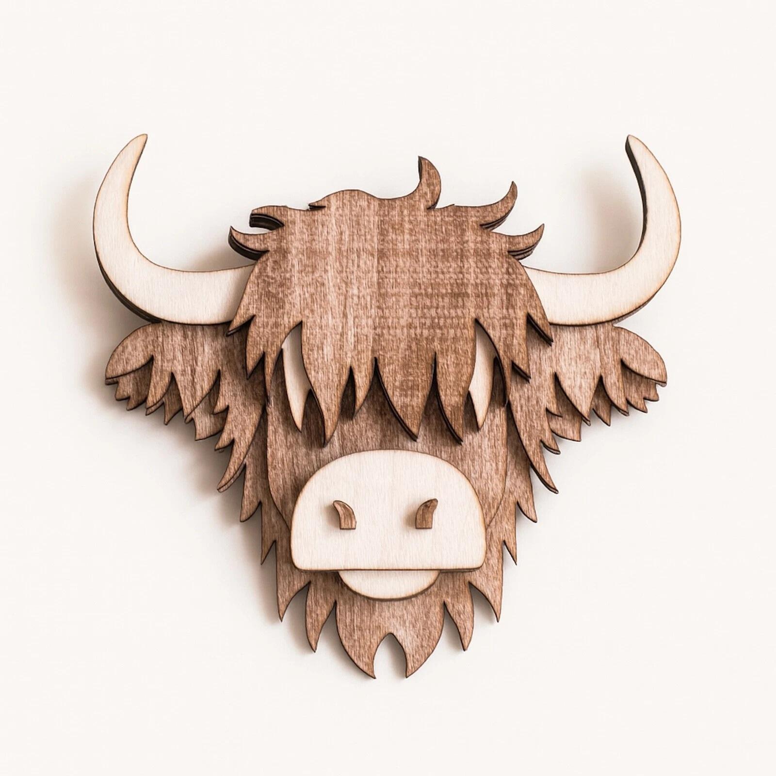 Scottish Highland Cow souvenir fridge magnet on white background