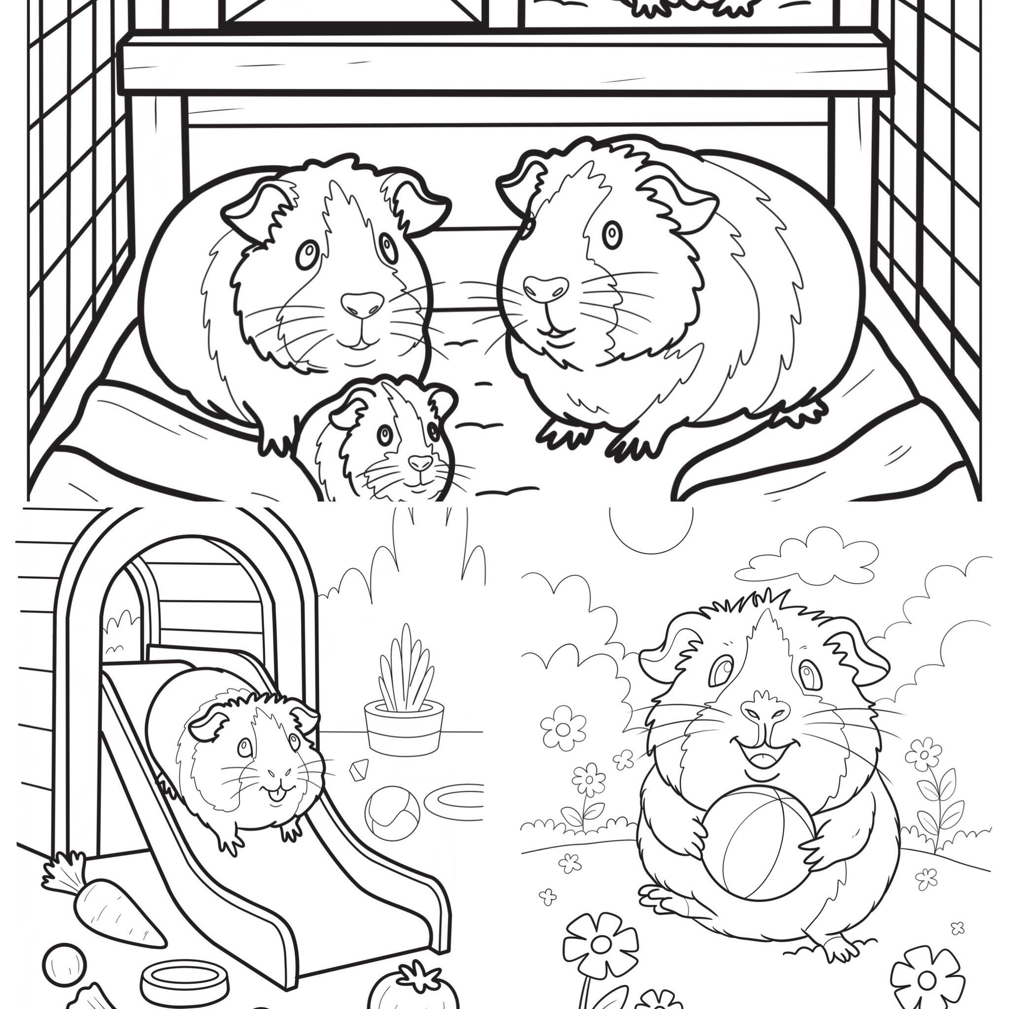 Guinea Pig colouring book pages 2