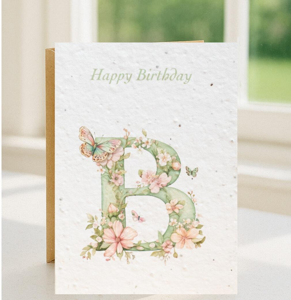 Large initial plantable birthday card