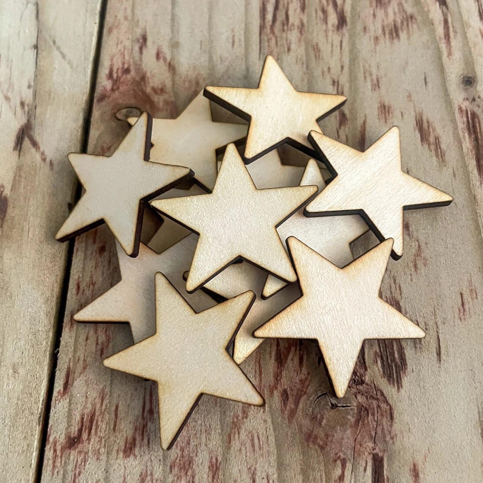 Wooden laser cut stars for crafters, embellishments, DIY projects.