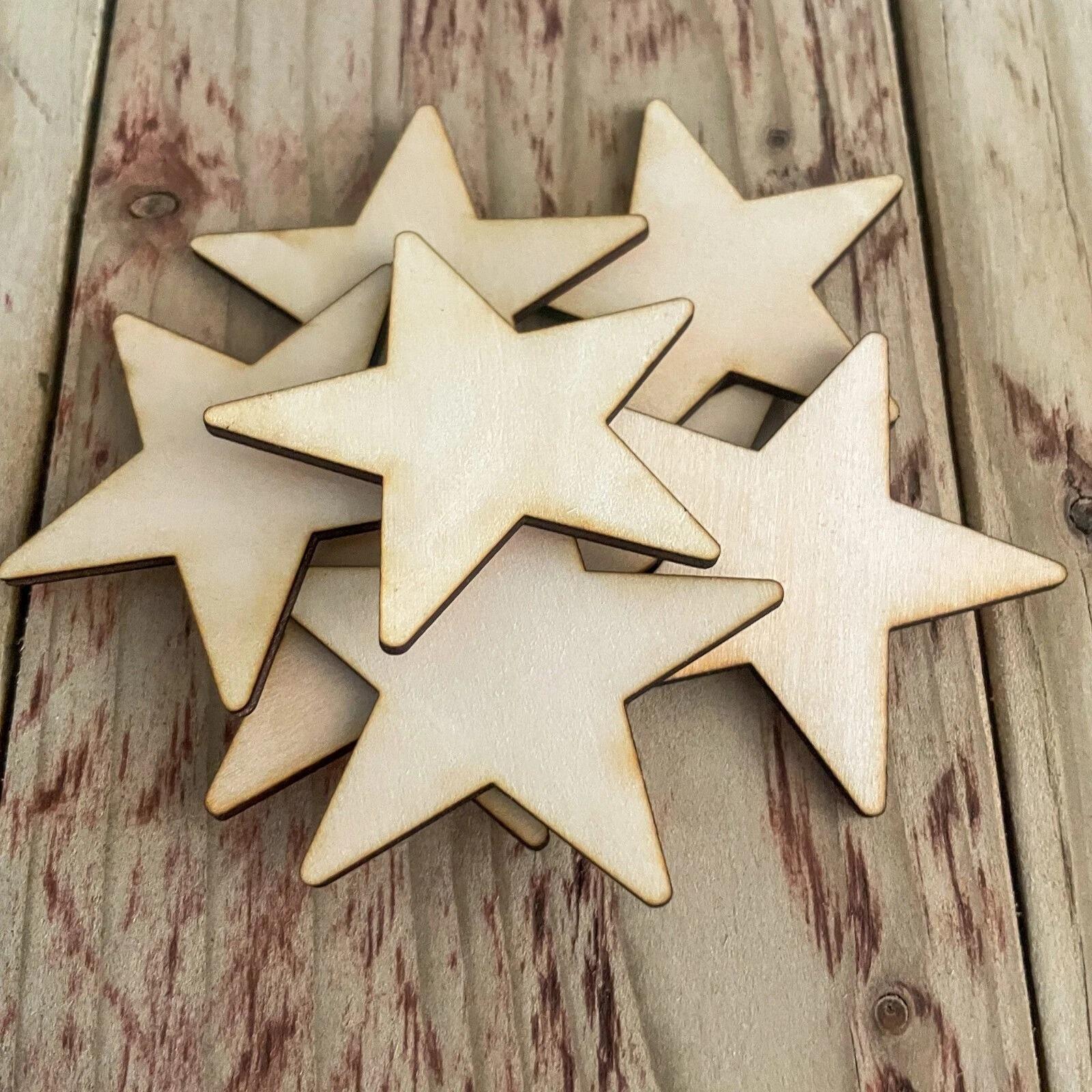 Wooden laser cut stars for crafters, embellishments, DIY projects.