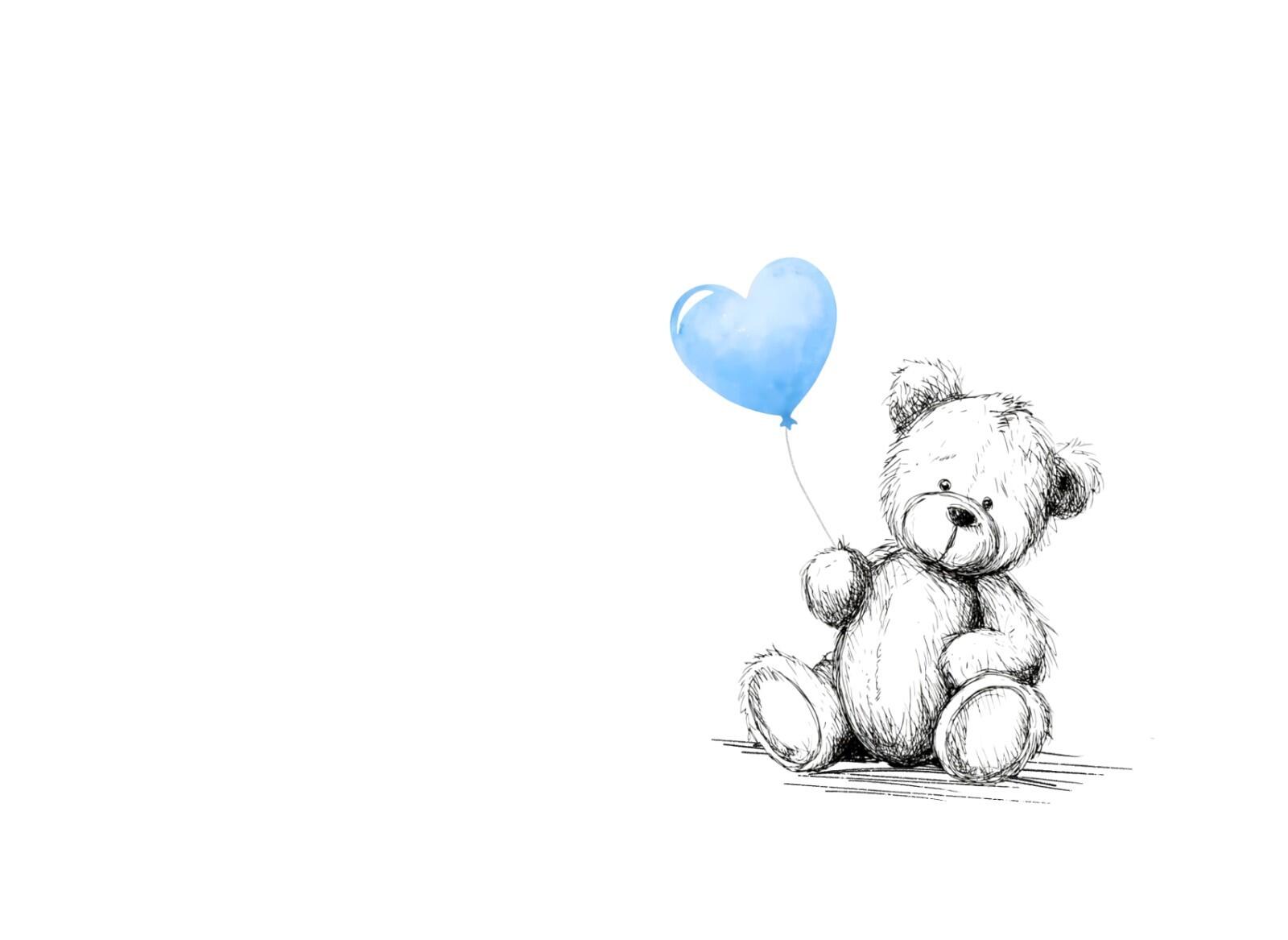 The image of the bear holding a blue balloon