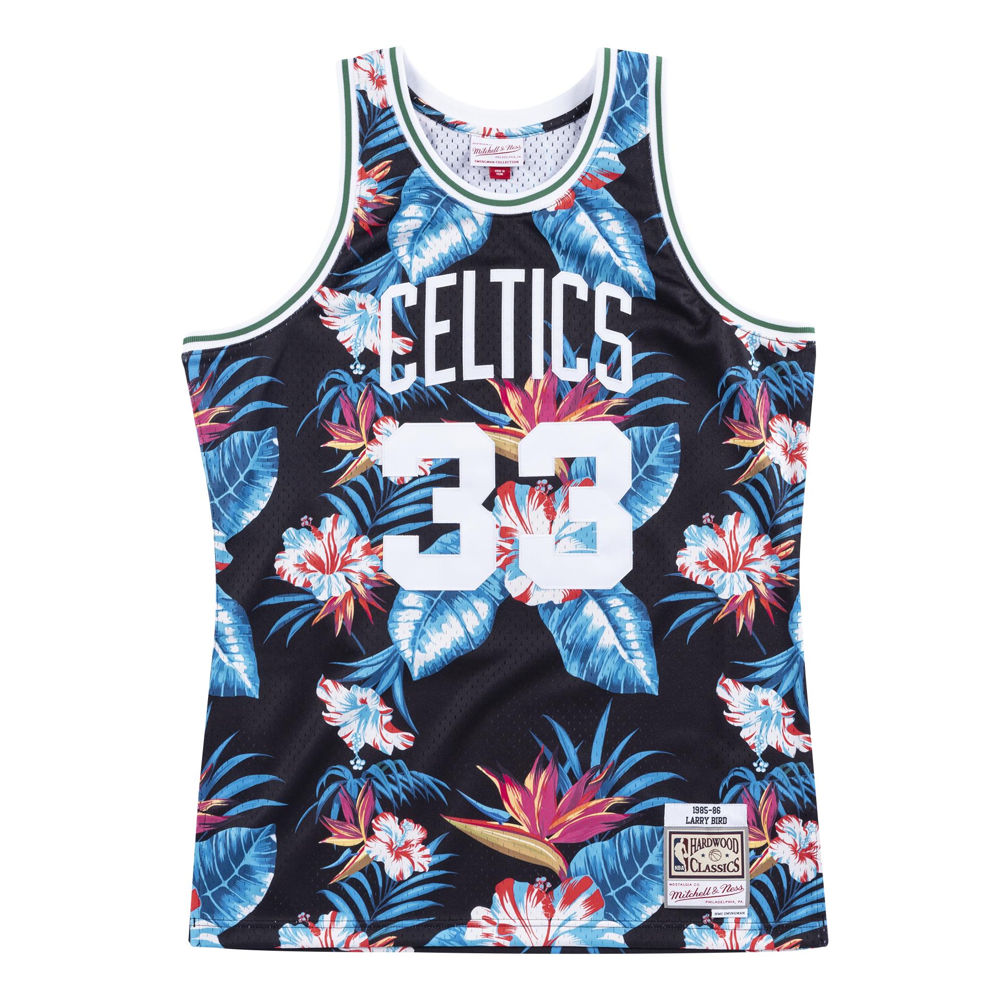Mitchell & Ness | Boston Celtics Floral Black Swingman Jersey - Larry Bird