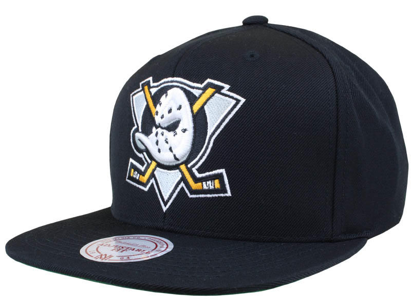 Mitchell and Ness Mighty Ducks of Anaheim Black Solid Wool Sna