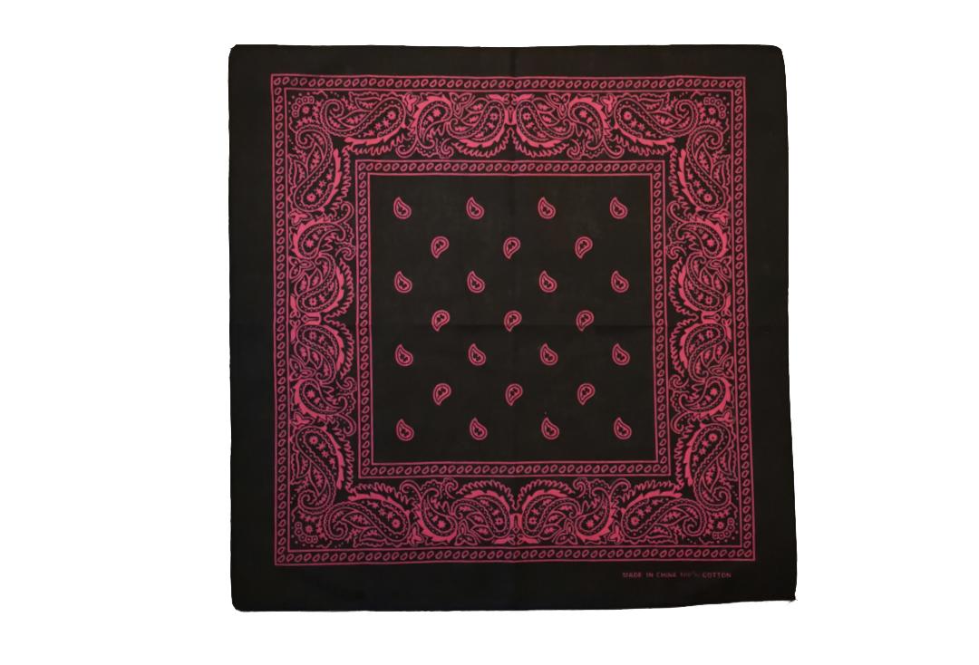 PAISLEY BANDANA IN PINK AND BLACK AND 100% COTTON