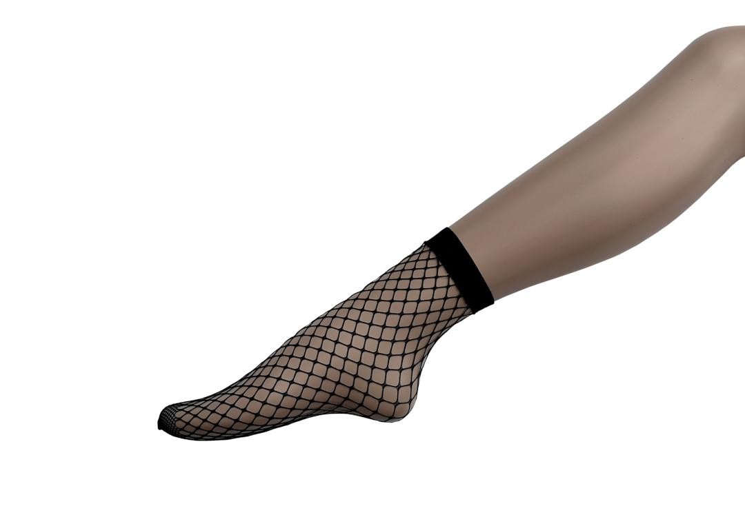 one pair of silky black whale net fishnet ankle highs pop socks one size 
