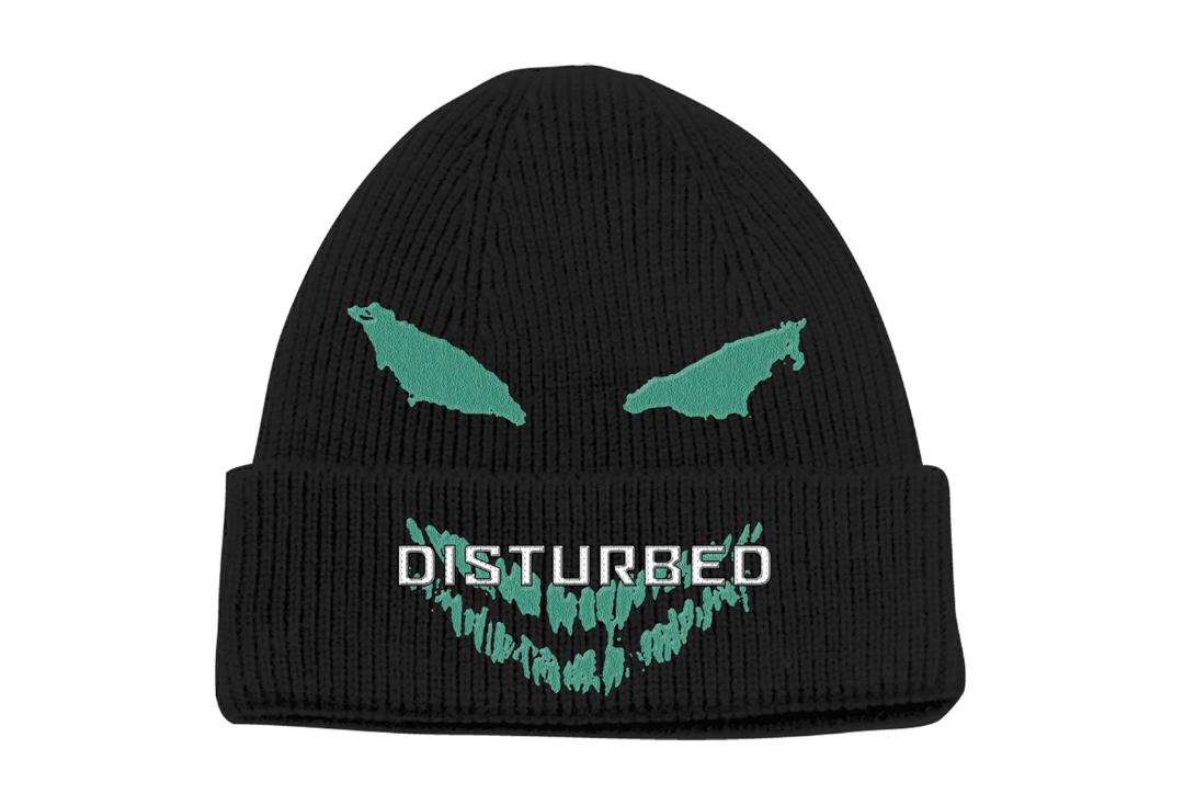 Disturbed Beanie Hat Green Face Band Logo New Official Unisex Black