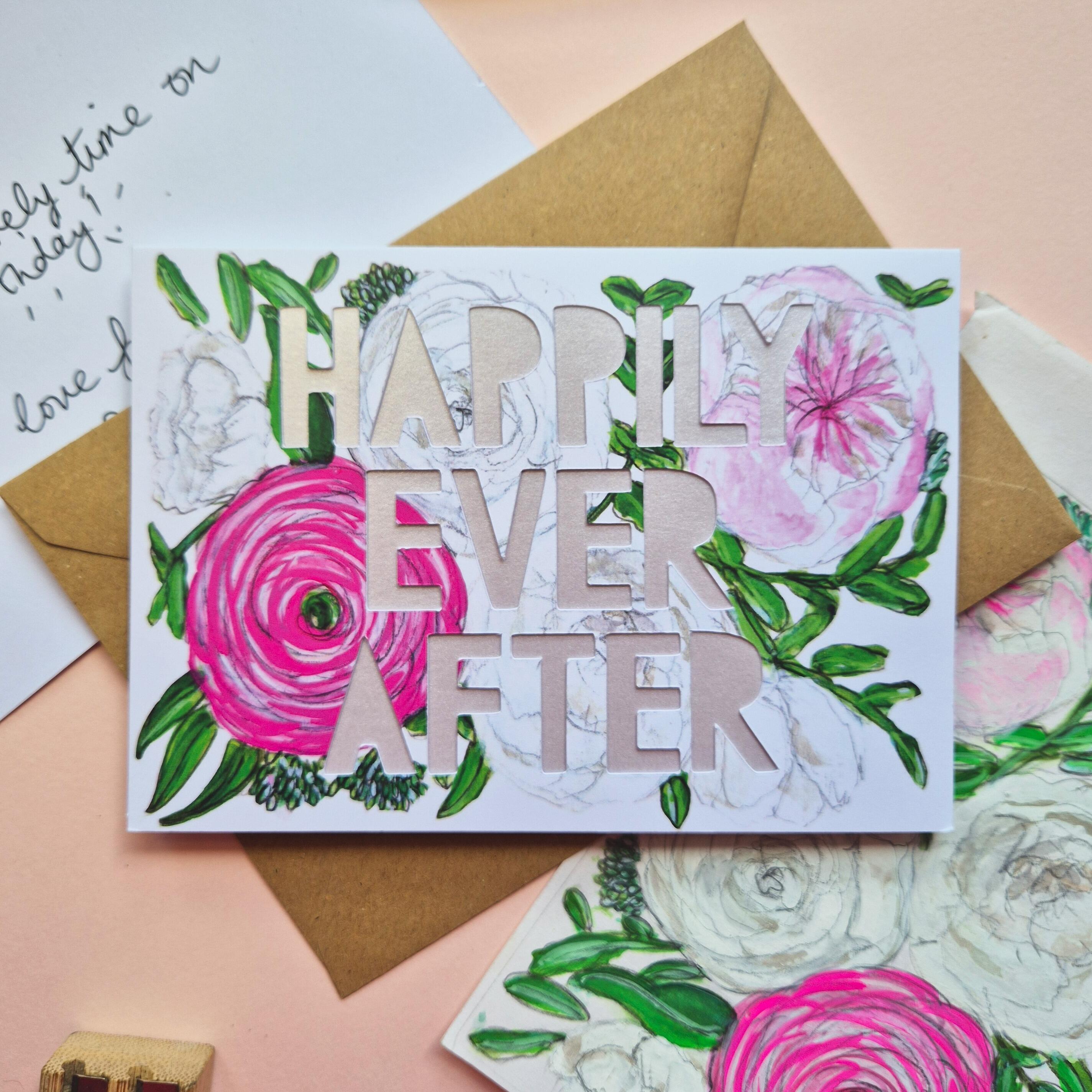 Happily Ever After Paper cut card with shimmering lilac paper