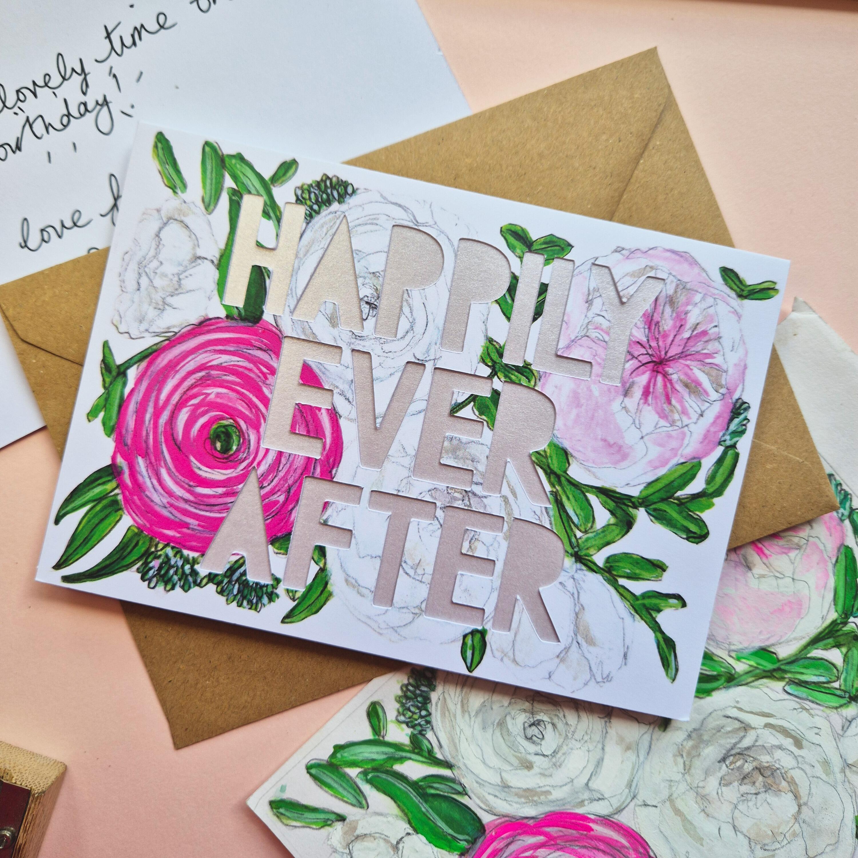 Happily Ever After Paper cut card with shimmering lilac paper