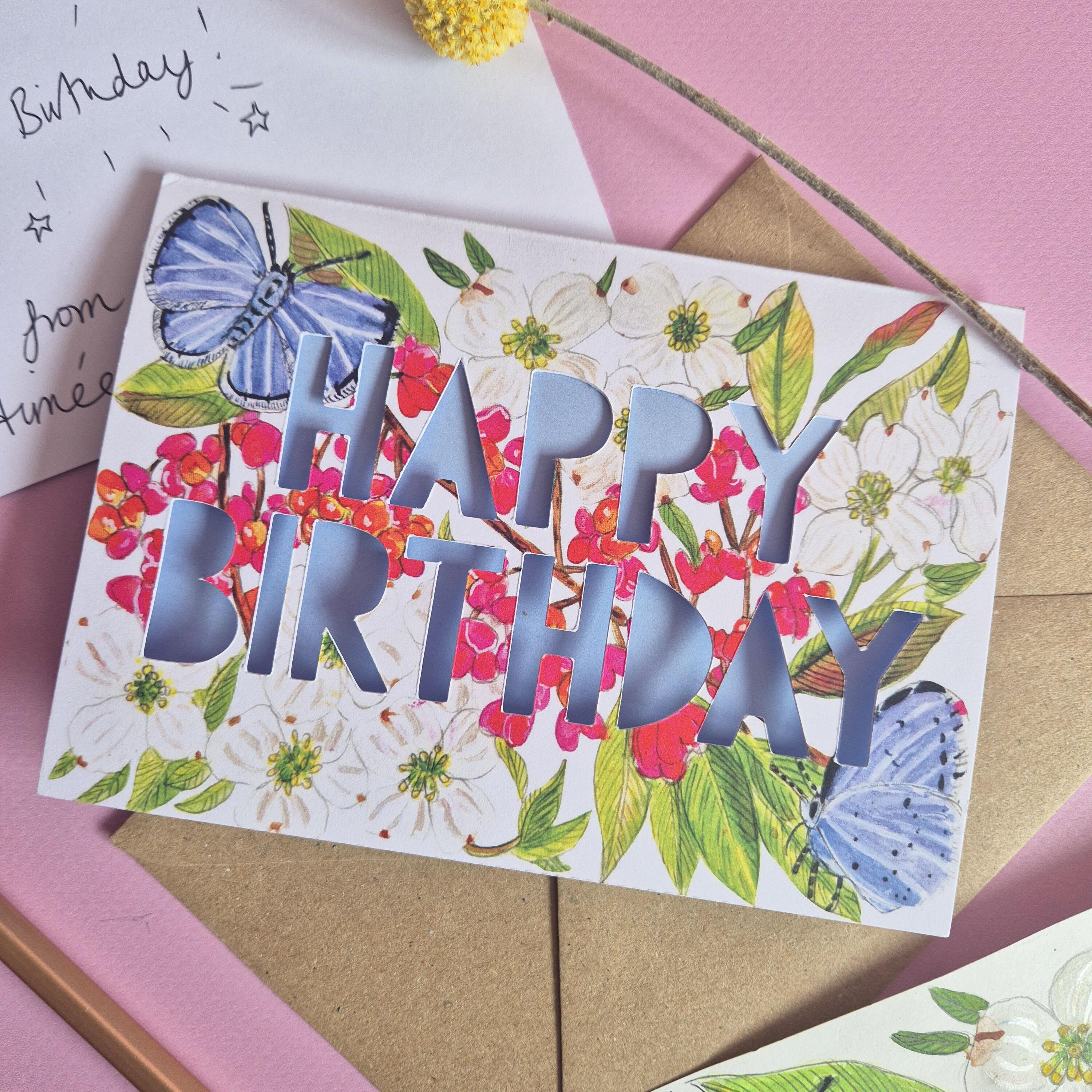 Blue Butterfly Butterfly Card with handwritten message