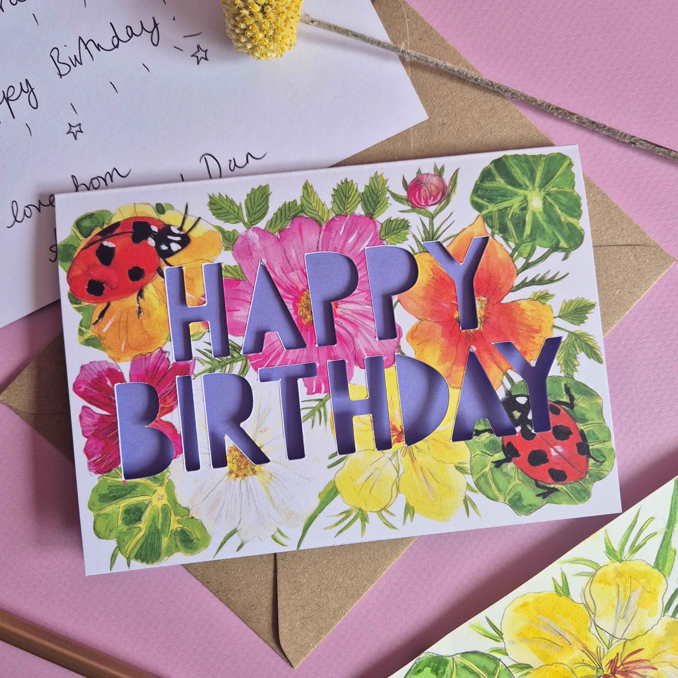 Ladybird Print Birthday Card