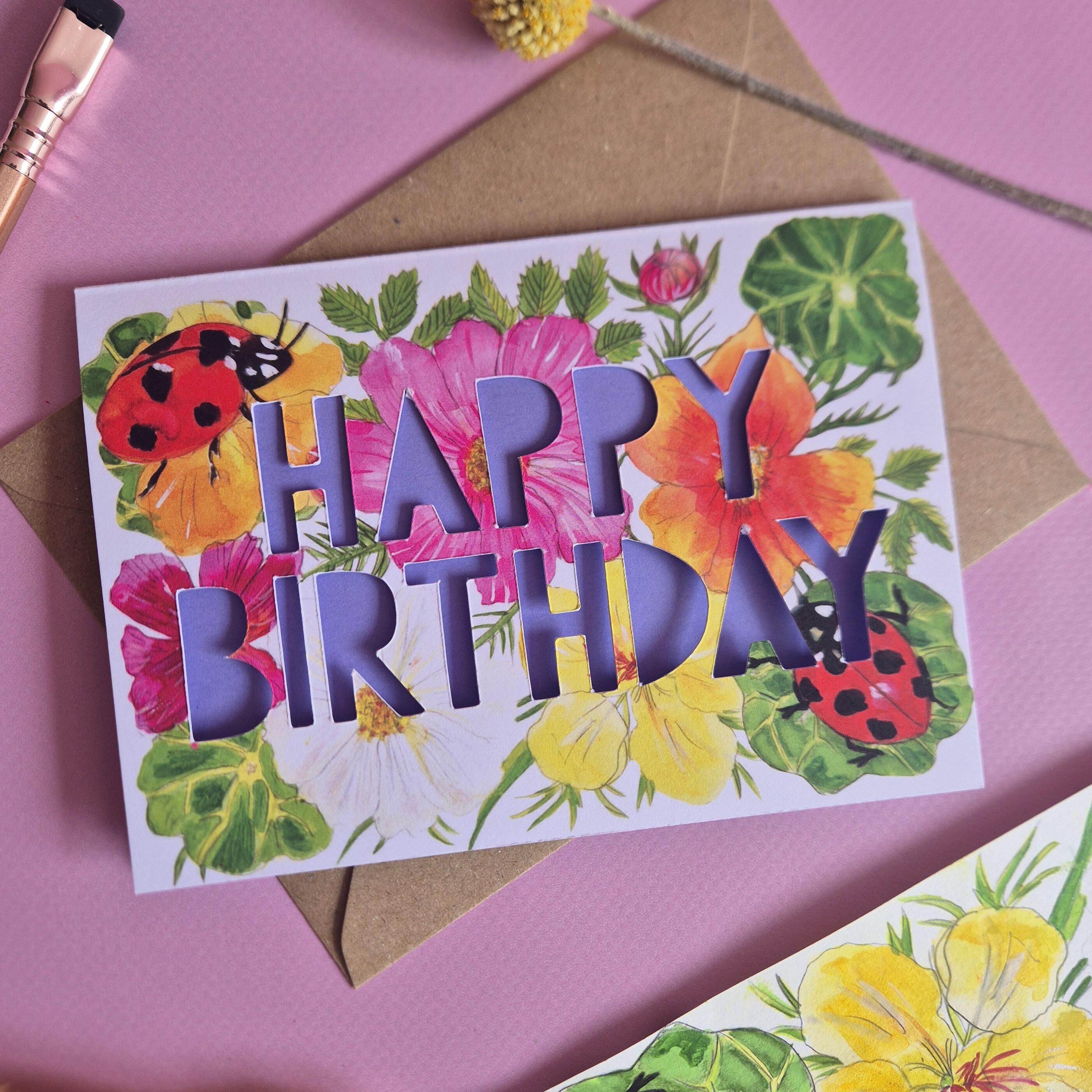 Ladybird Print Birthday Card