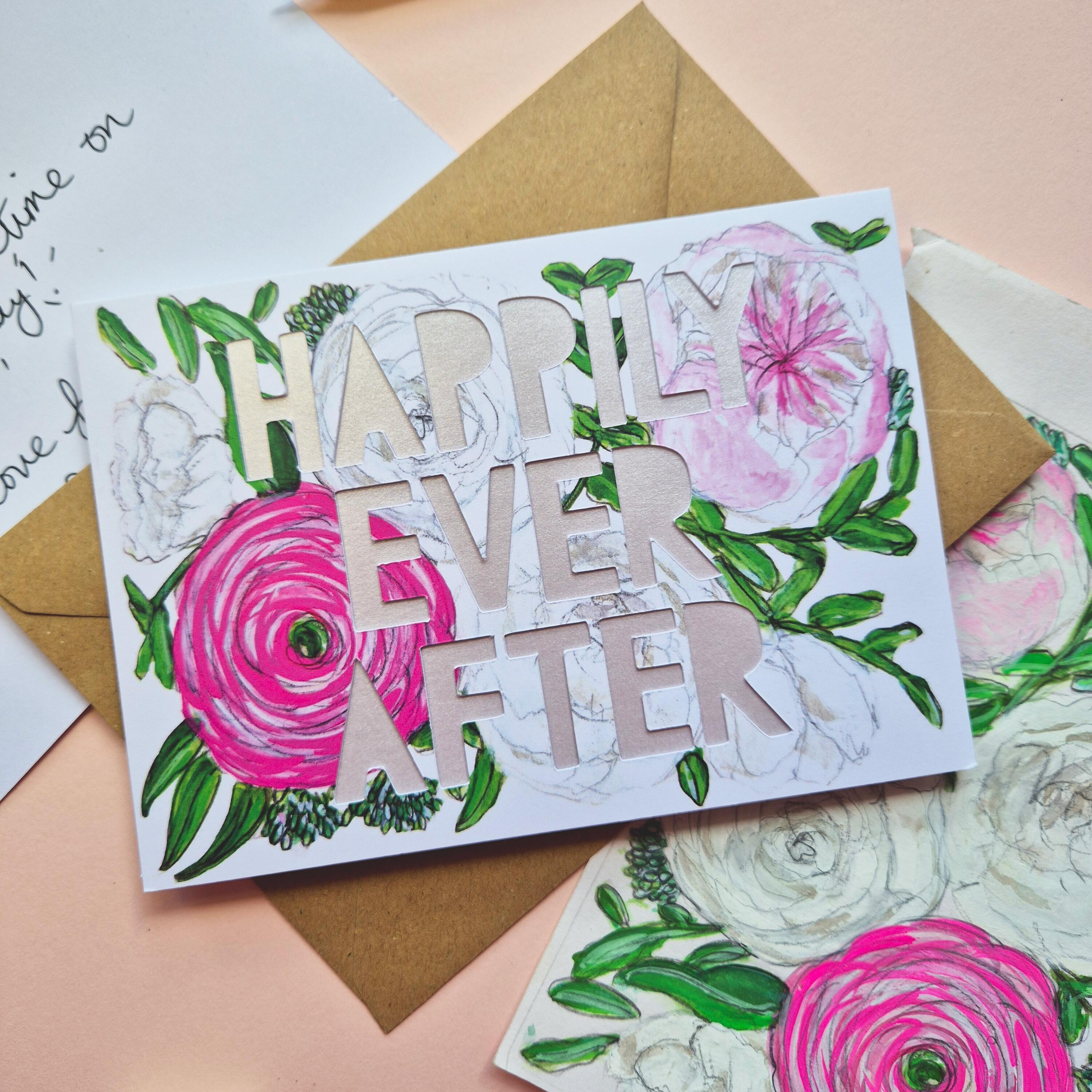 Happily Ever After Paper cut card with shimmering lilac paper
