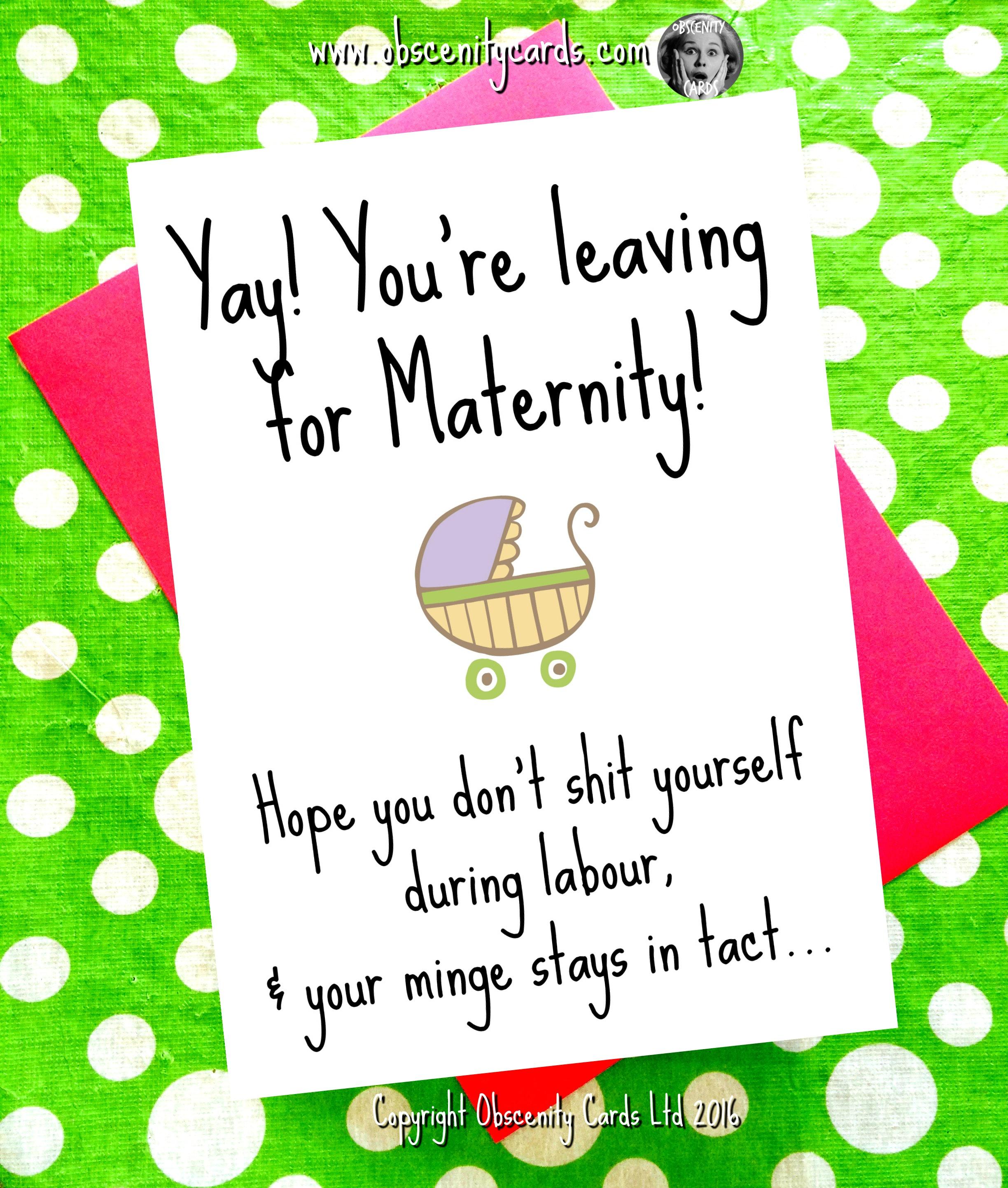 Congratulations Card pregnancy YAY! YOU'RE LEAVING FOR MATERNITY!