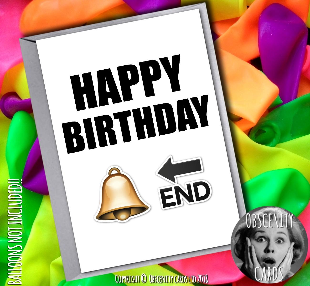 Funny Emoji Cards - Happy Birthday Card Bell End