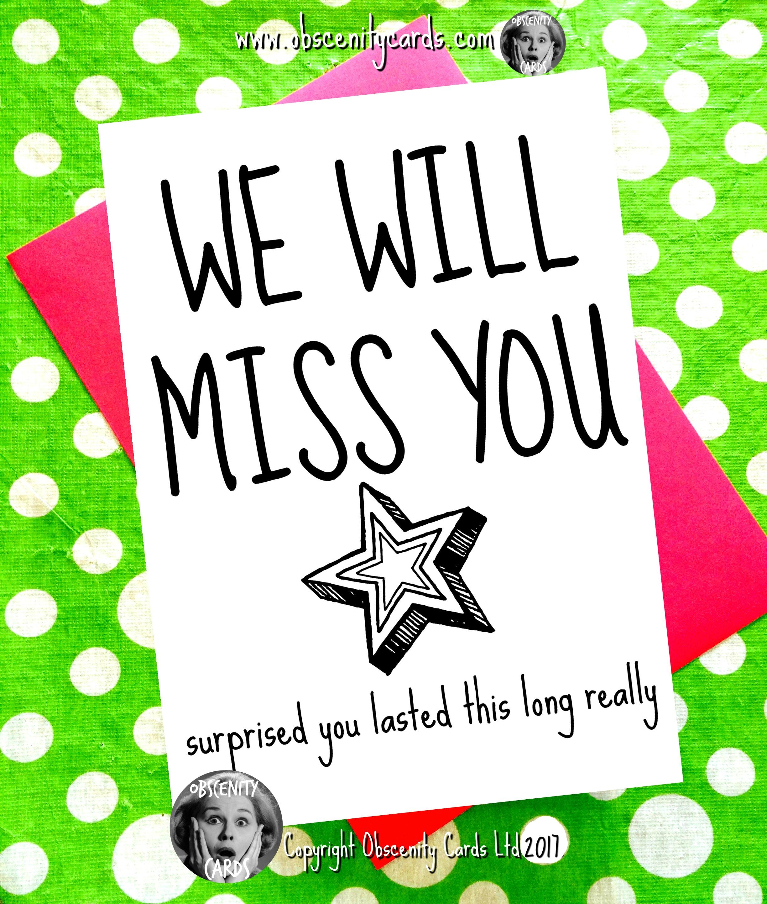 We Will Miss You Cards Printable