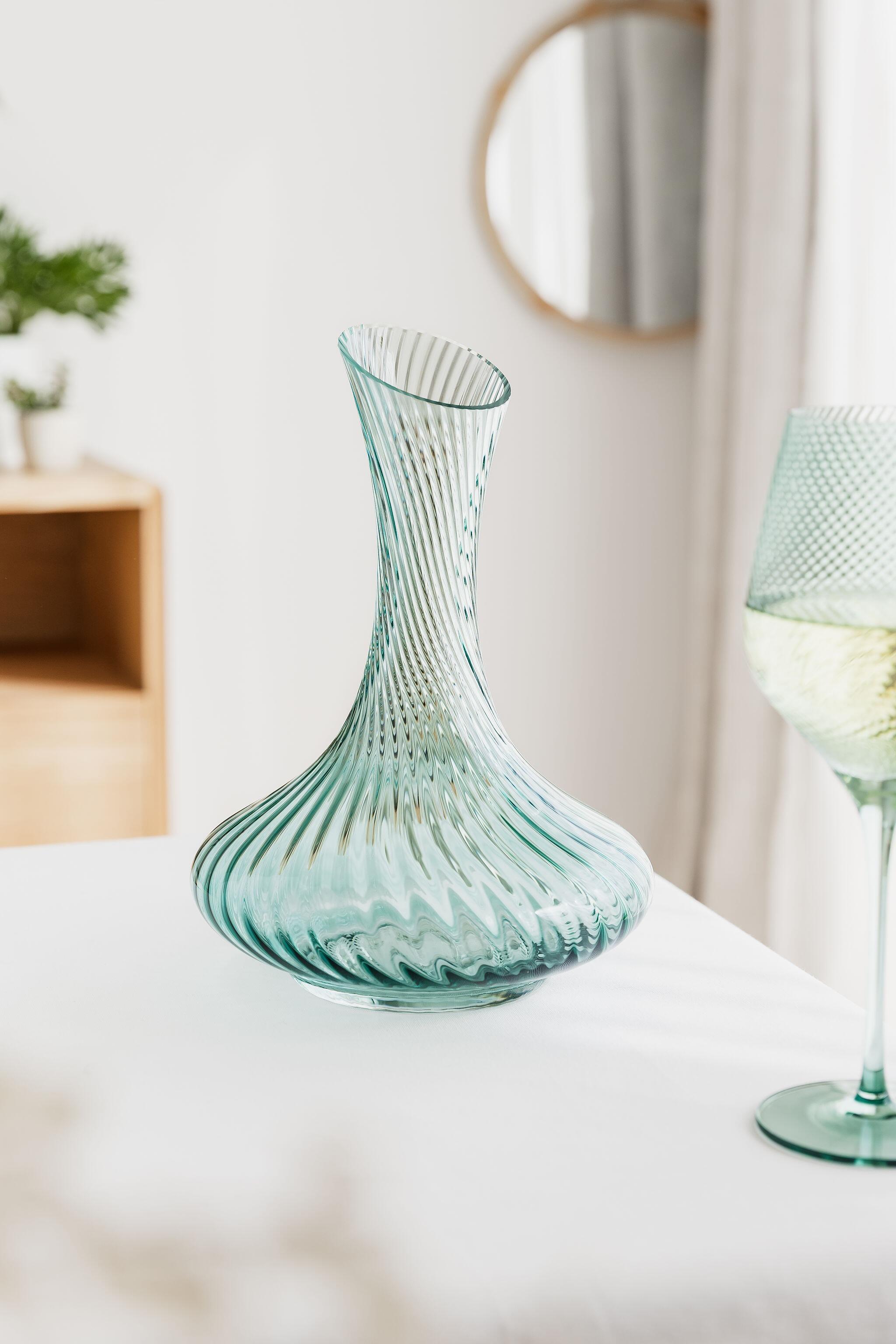 Twist Wine Glass Decanter Coloured Green Gift