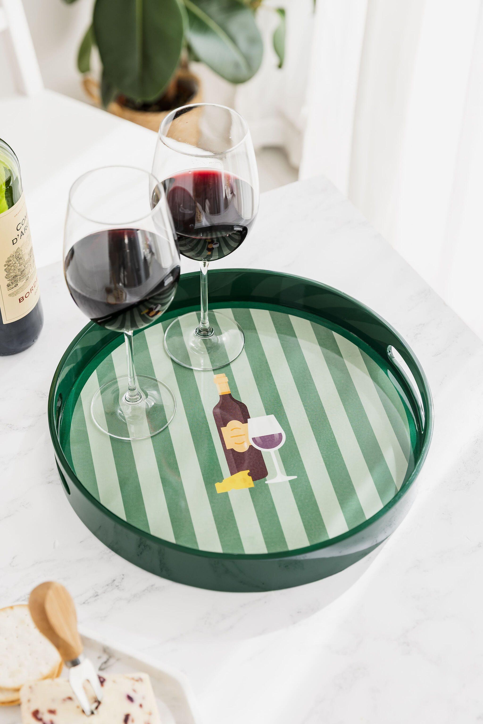 Round Wooden Colourful Serving Tray