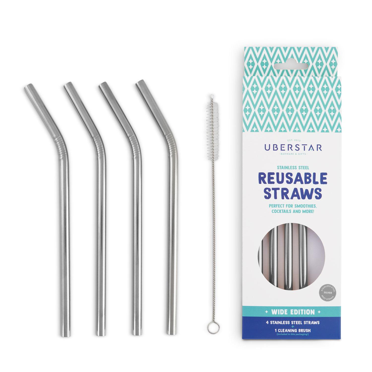 Uberstar Reusable Stainless Steel Straws (4 Pack)