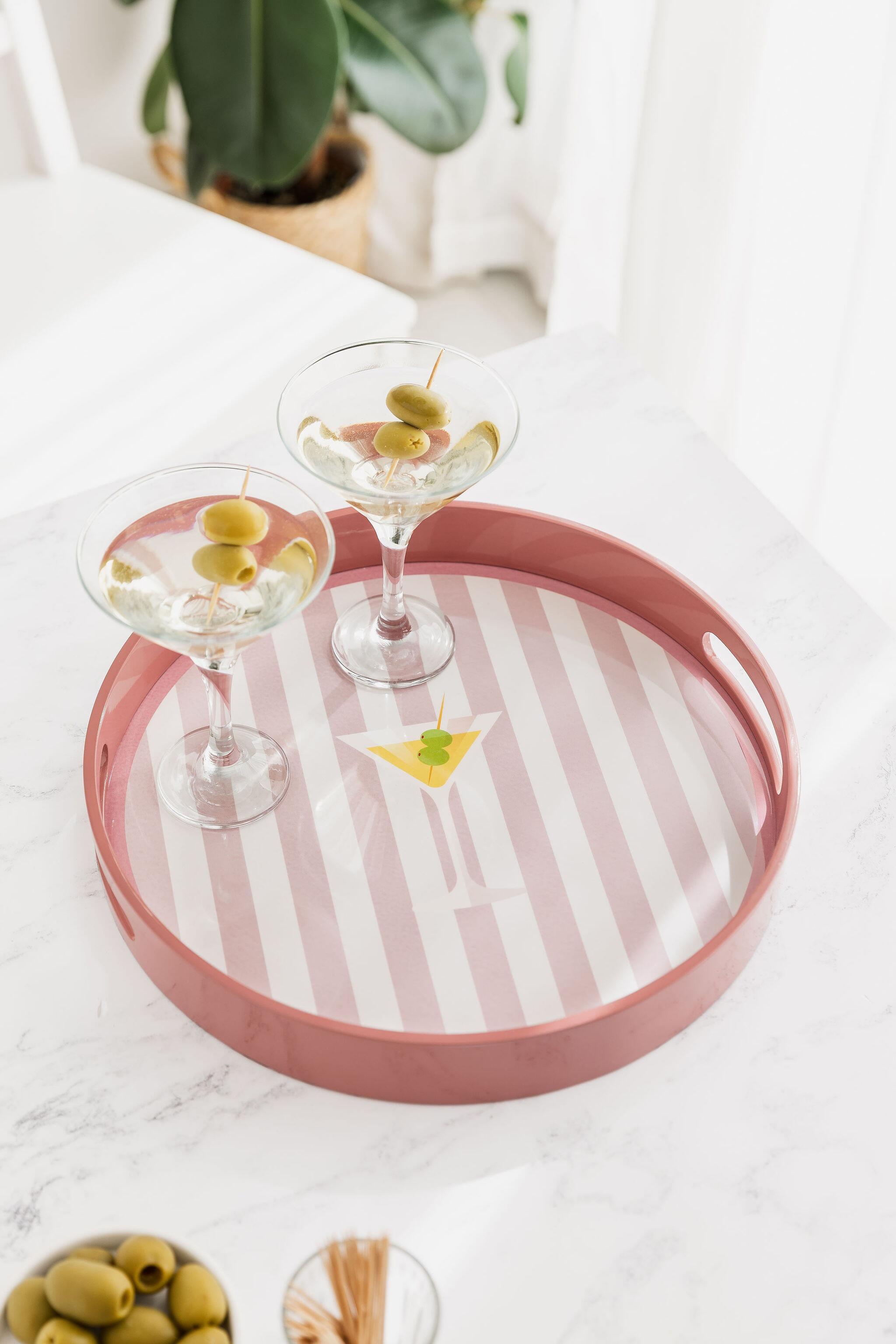 Martini Drinks Tray Round