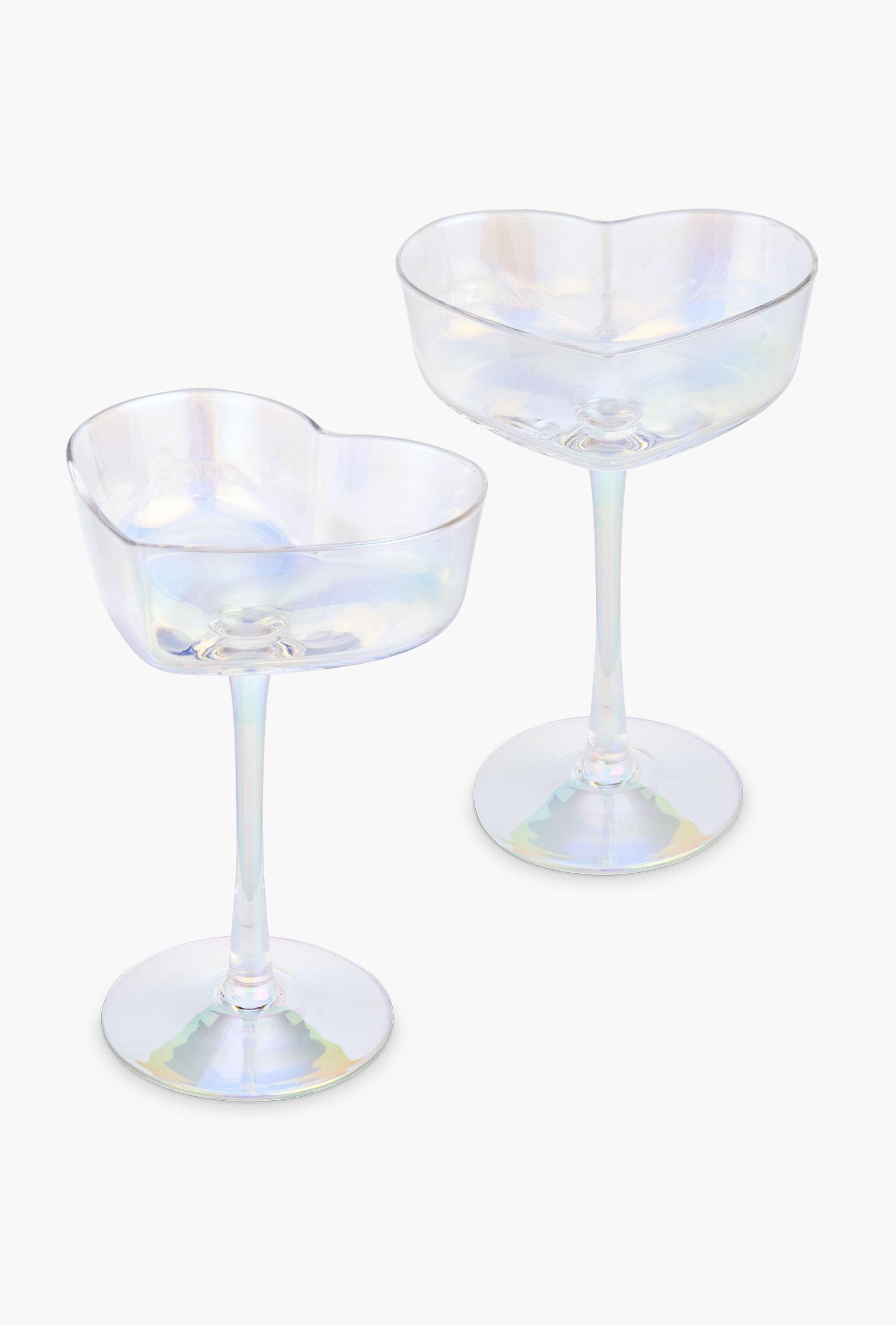 Pearl Iridescent Heart Shaped Glass Coupes
