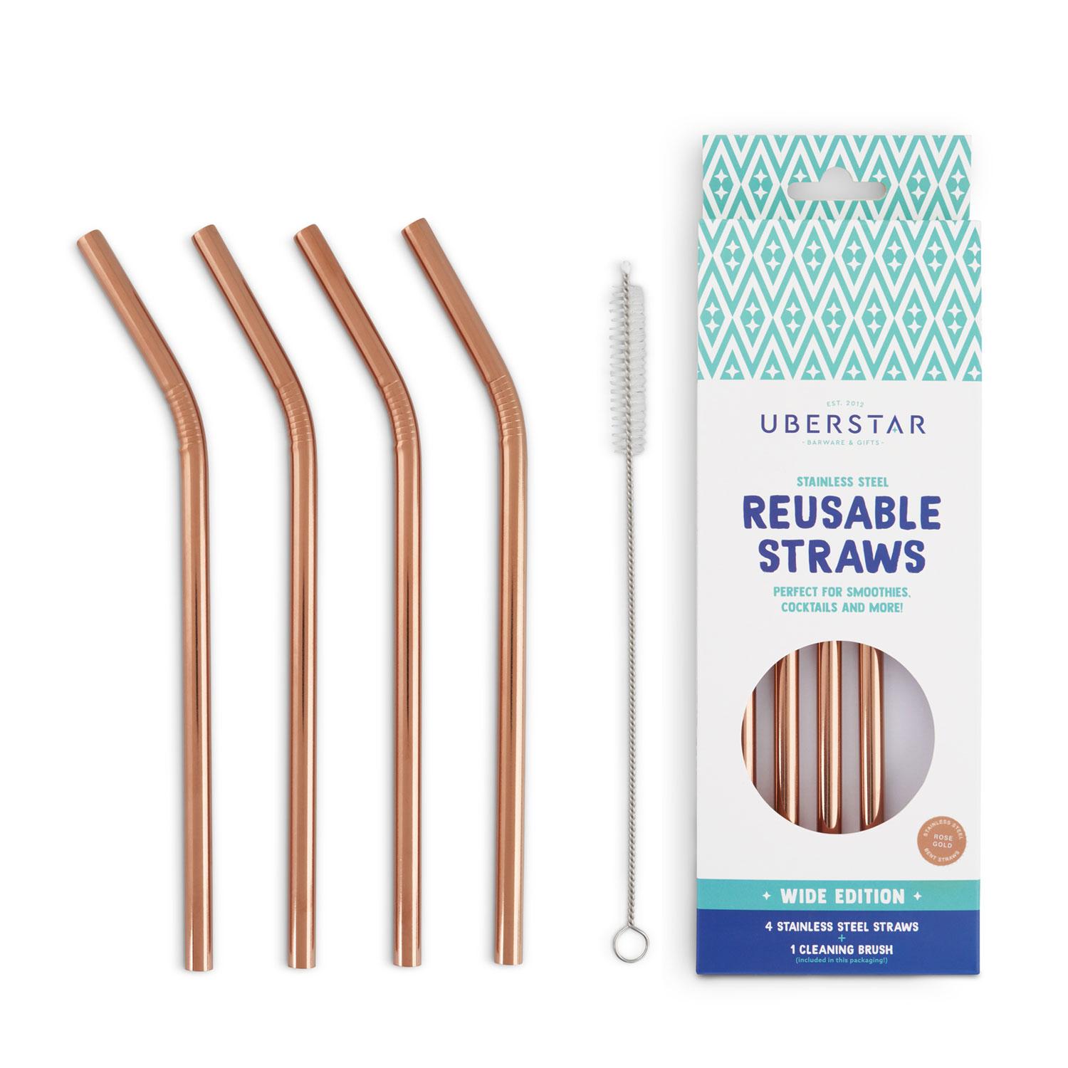 Uberstar Reusable Straws (4 Pack) - Rose Gold