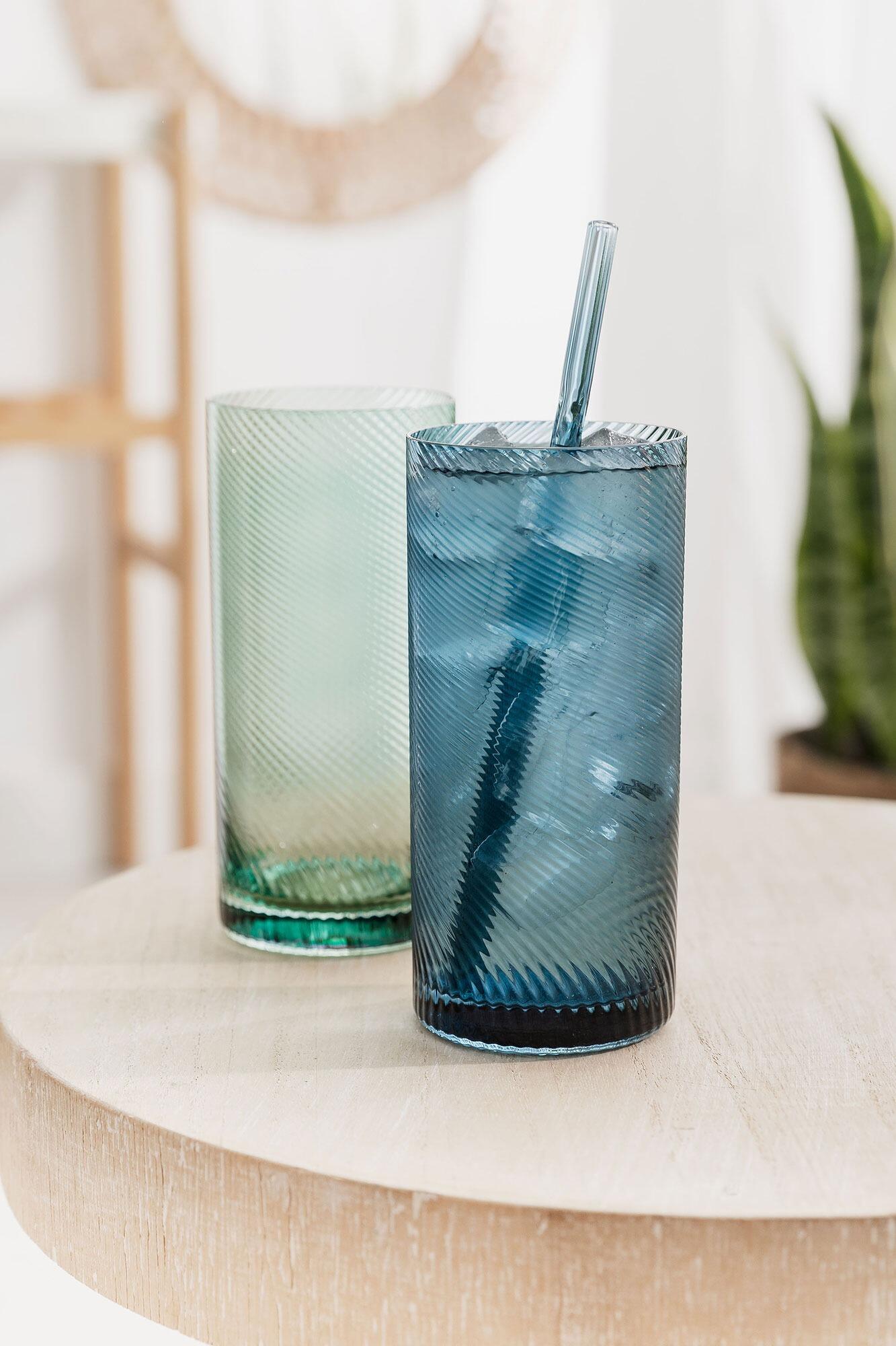 Coloured Glass Tumblers Blue Green