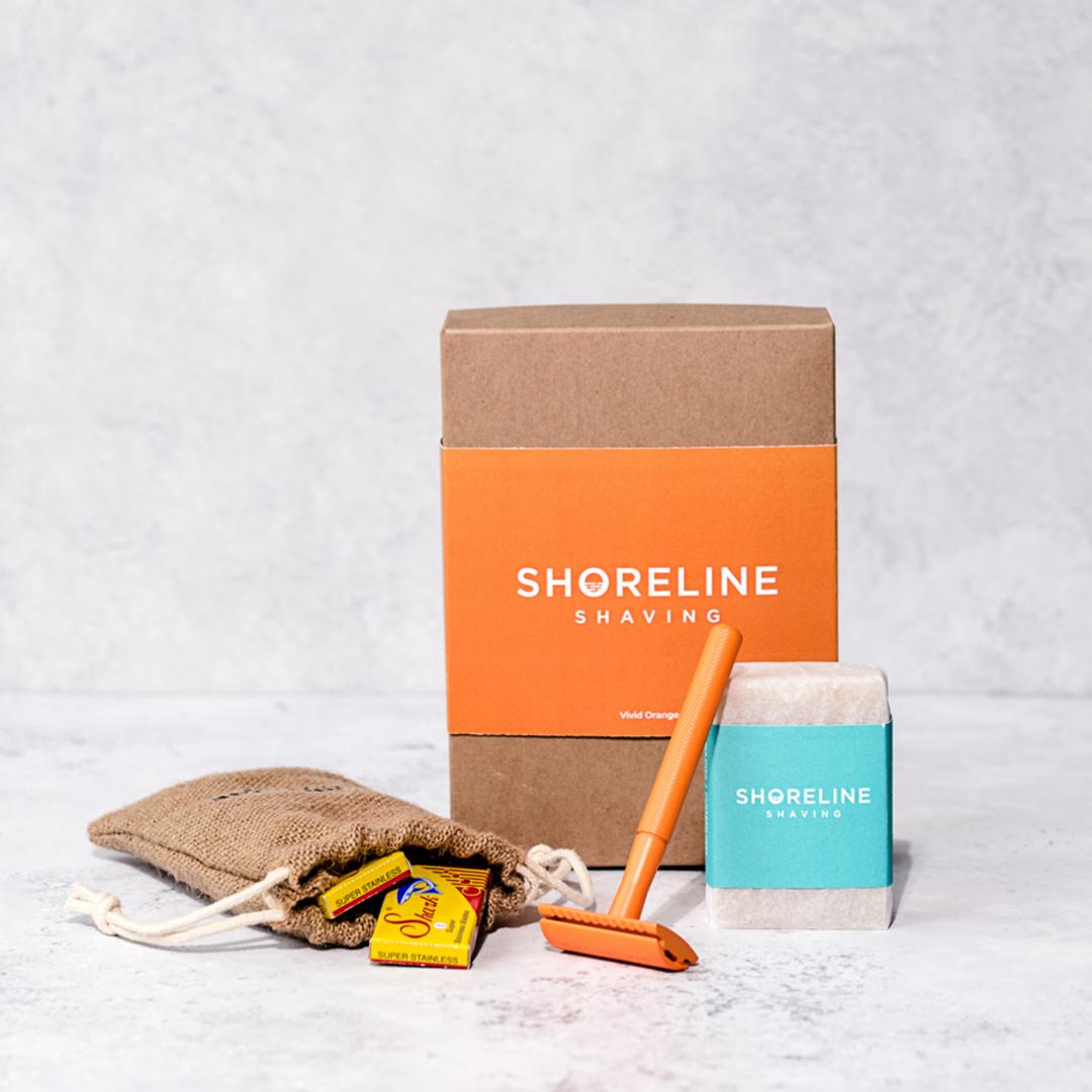 Hæl stak Korea Shoreline Shaving - Vivid Orange Safety Razor Shaving Kit - The Plastic  Free Shop