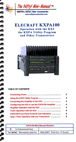 Elecraft kxpa100 amplifier mini-manual.
