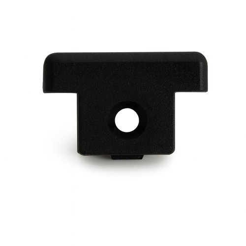 Yaesu R3086890B front foot for FT-450 and FT-450(AT) transceivers – black T-shaped mounting clip with central screw hole"
