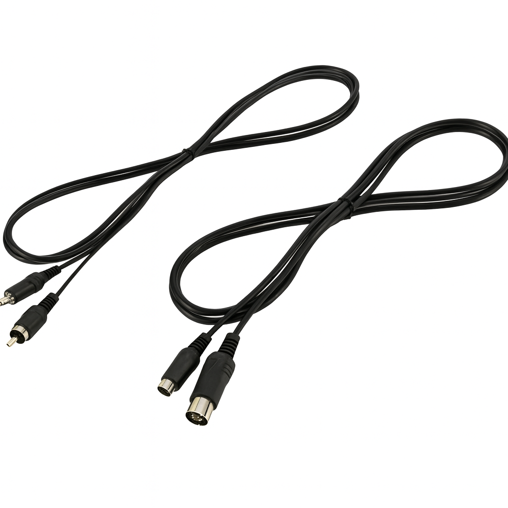 "Yaesu CT-58 interface cable for Quadra amplifier, FT-857, and FT-100D transceivers – black multi-pin DIN control lead"