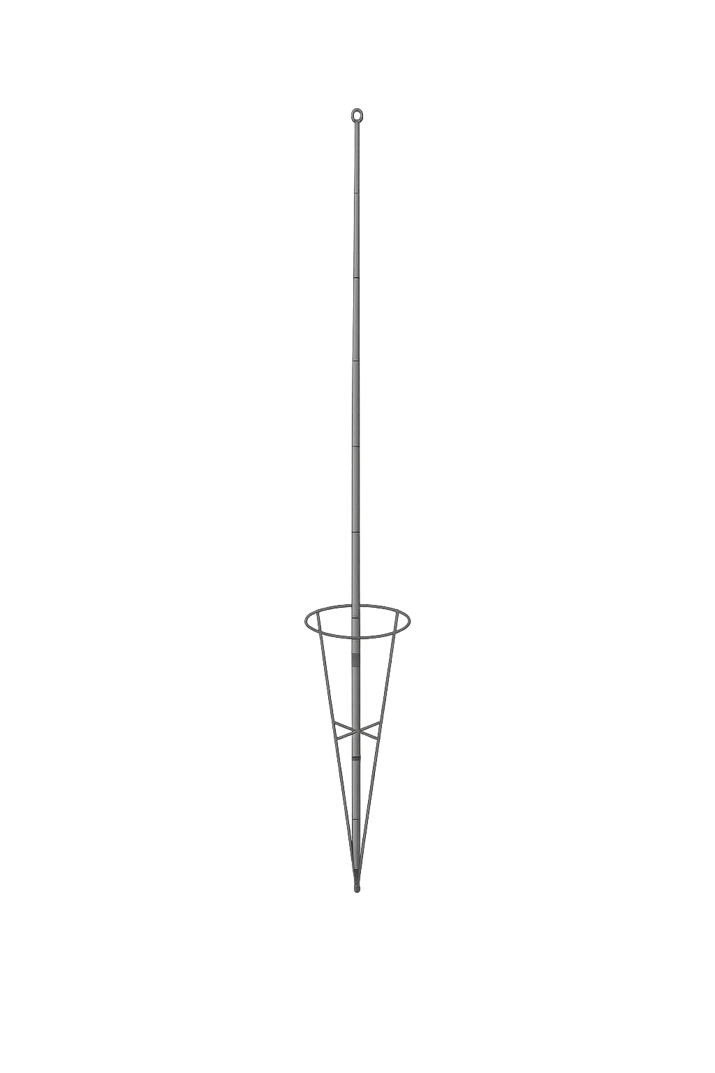 “Base station antenna with radial support arms and loop tip”