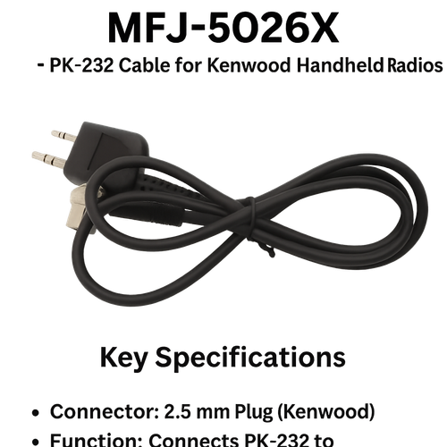 MFJ‑5026X PK‑232 Cable for Kenwood Handheld Radios – Radioworld UK