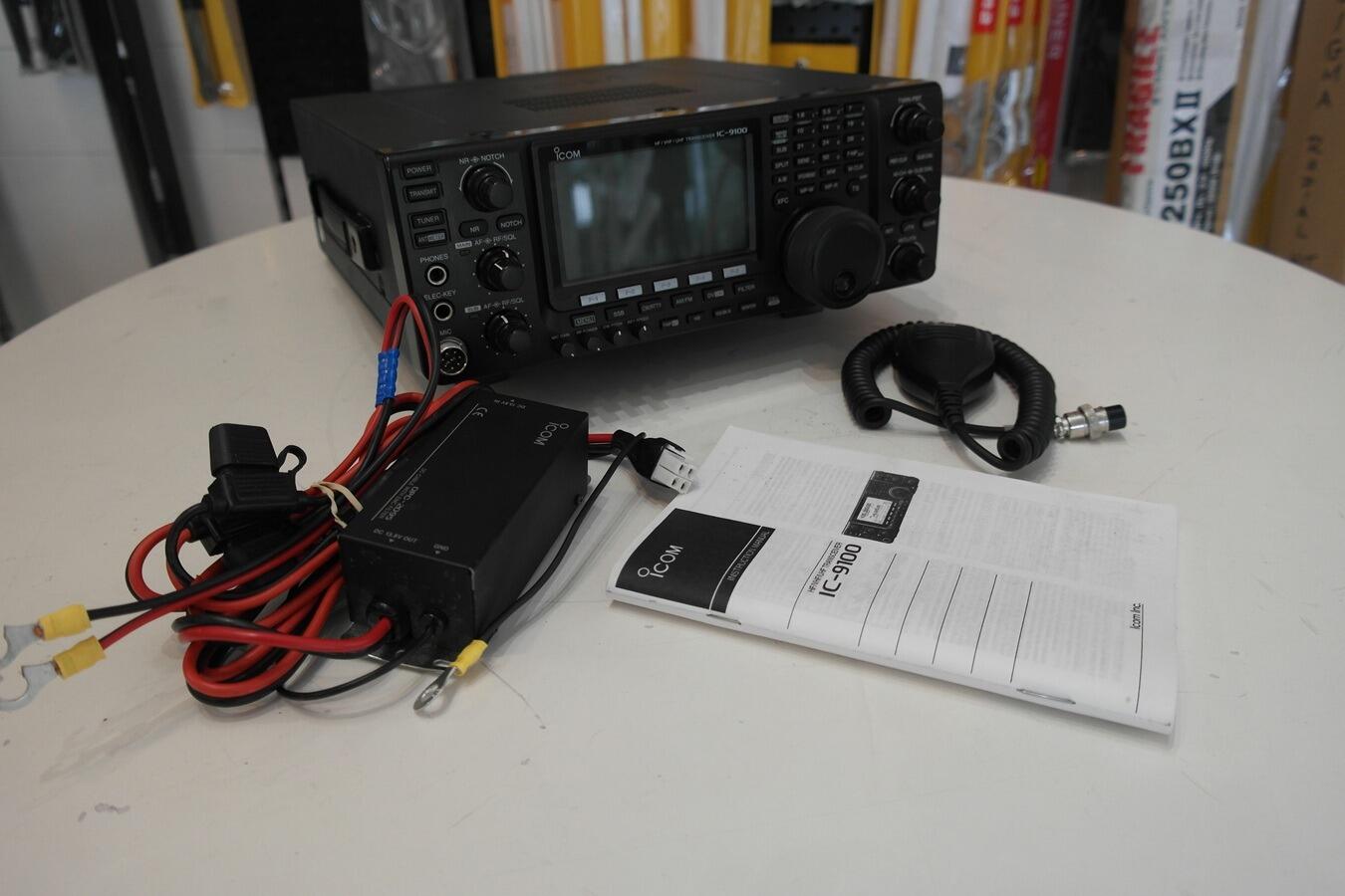 Icom IC-9100 installed in amateur radio shack setup