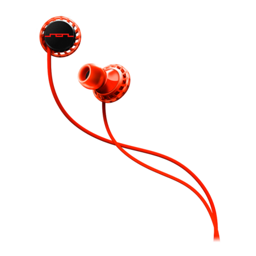 Relays in-ear 3-button headphone fluoro red