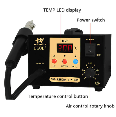 Hairui 850d+ esd lead-free digital intelligent hot air station