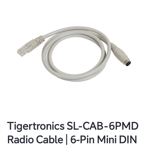 Tigertronics SL-CAB-6PMD radio cable with 6-pin mini DIN and RJ45 connectors