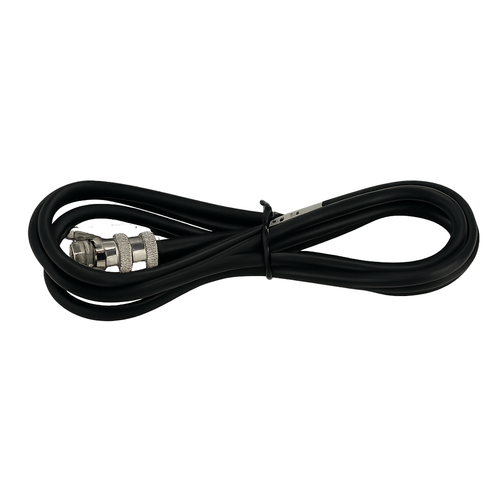 WYL-8R Watson Lead for WM-S to Yaesu 8-pin round plug, coiled cable with molded connectors on white background.