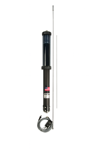 Tarheel 40 PRO HP motorised HF antenna with 66-inch whip and control cable, vertically mounted