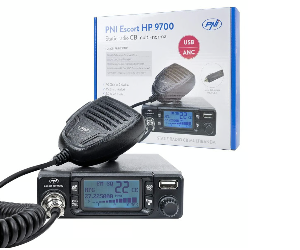 Front controls and LCD display of the PNI HP9700 CB radio – Radioworld UK