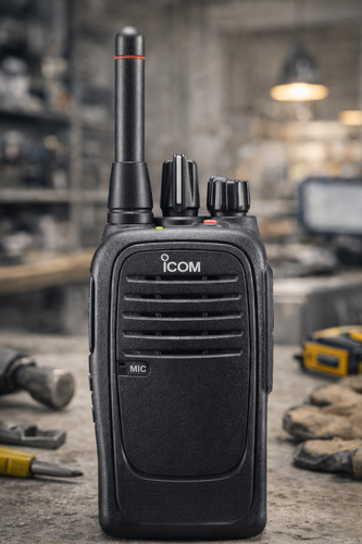 Icom IC‑F29SR2 PMR446 licence free two way radio on retail counter