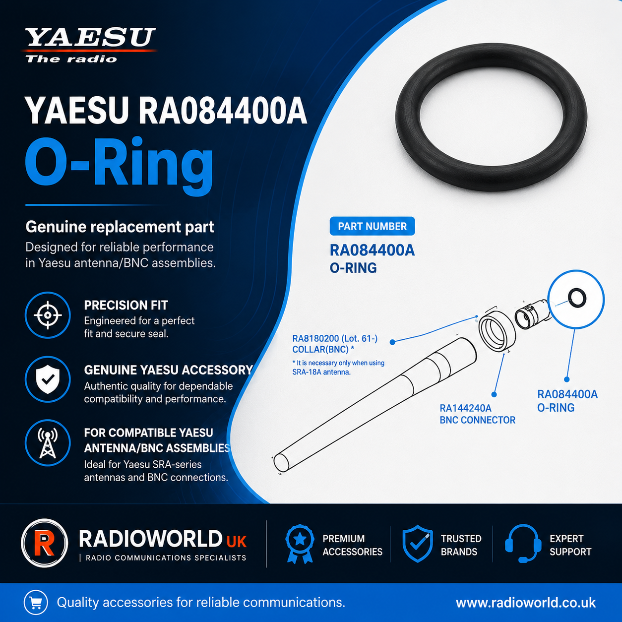 Yaesu RA084400A Genuine O‑Ring Seal for Airband Radios