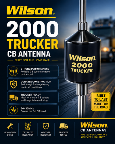 Wilson Trucker 2000 CB antenna with 5‑inch shaft in black finish