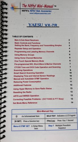 Second-hand Yaesu VX-7R mini-manual and card combo
