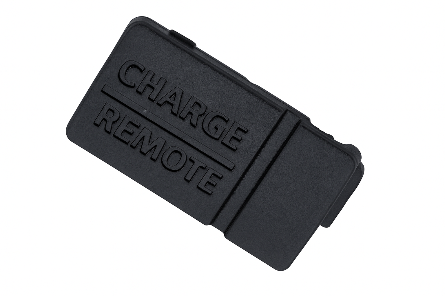 Black rubber cap labeled "CHARGE REMOTE" for Uniden-Bearcat scanner battery port