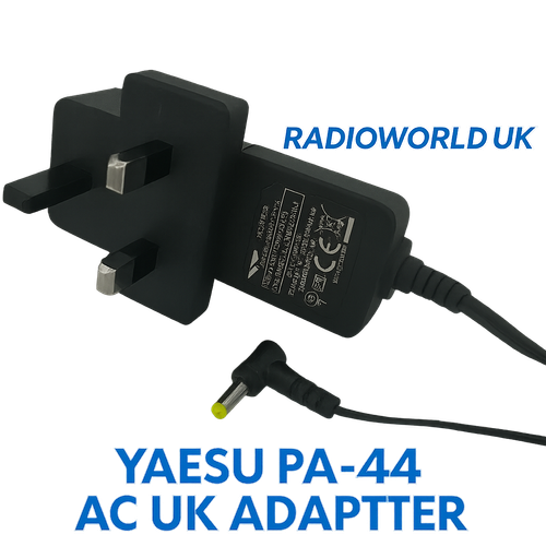 Radioworld UK branded image of Yaesu PA-44 AC adapter for handheld transceivers