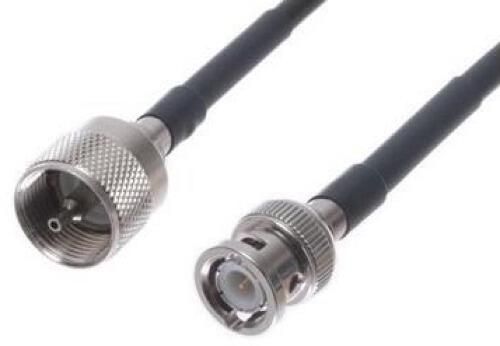 10‑metre RG58 coaxial cable with factory‑fitted PL‑259 and BNC connectors