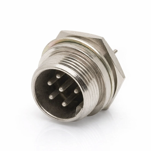 6‑pin CB radio microphone chassis connector with threaded shell and hex nut – Radioworld UK
