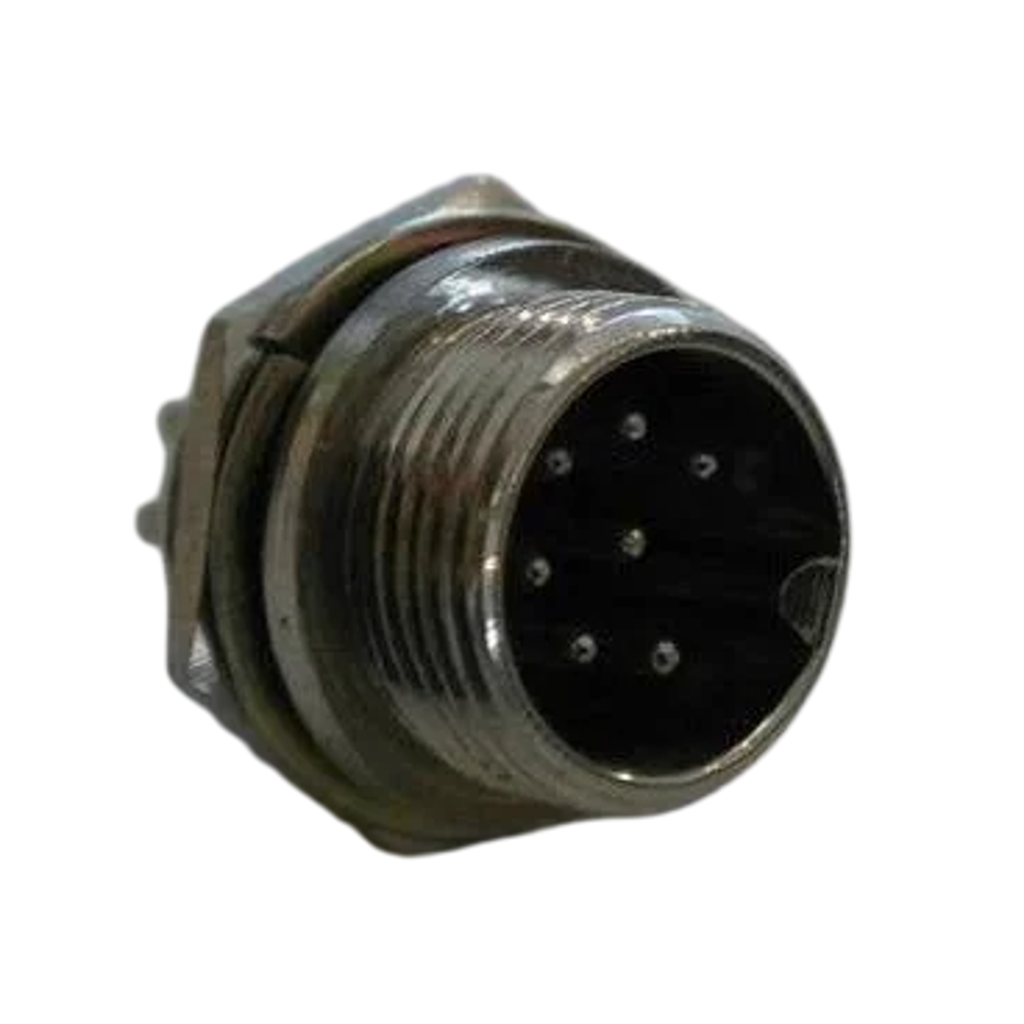 7‑pin CB radio microphone chassis socket with threaded shell and hex nut – Radioworld UK